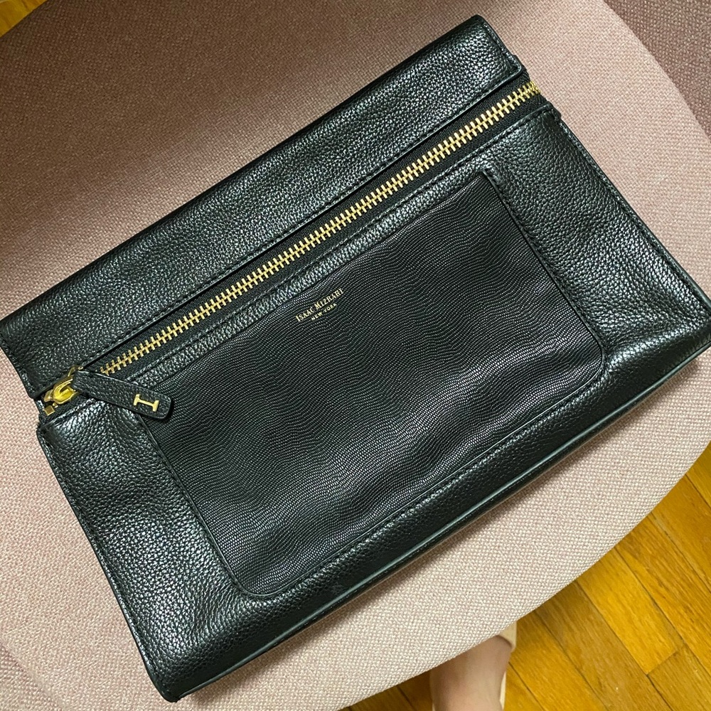 Isaac Mizrari Leather Hangbag clutch